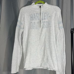 Harley Davidson Knit Womens Size XL Large Grey 1/4 Zip Knit Sweater